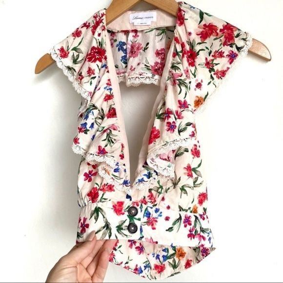 Lovers & Friends NWT Size Medium, Off-White Floral Crop Top, 100% Cotton - Picture 4 of 9